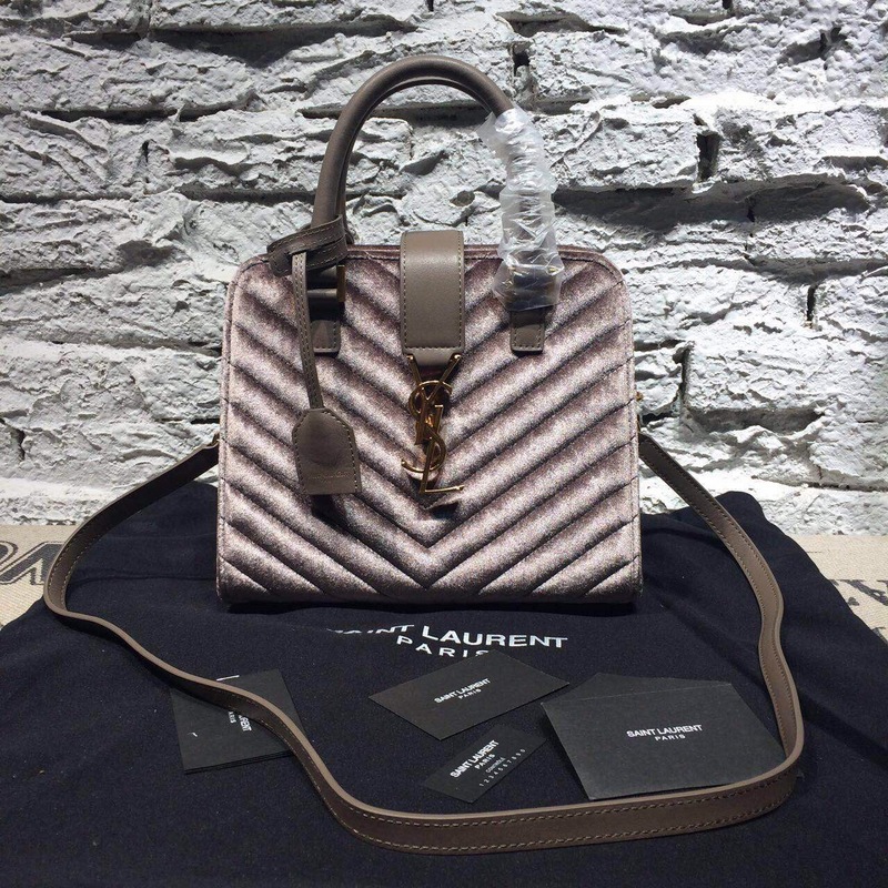 2015 New Saint Laurent Bag Cheap Sale- YSL 30CM Cabas Monogram Saint Laurent in Grey Velet - Click Image to Close